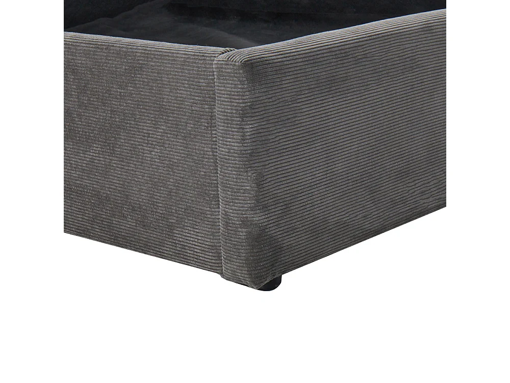 Cama - Lit coffre en velours côtelé 140x190cm - Gris