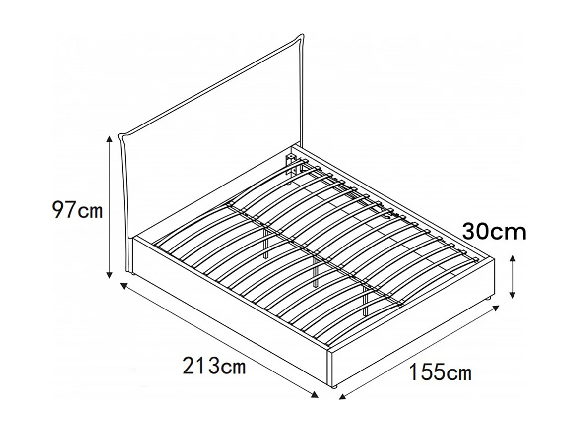 Cama - Lit coffre en velours côtelé 140x190cm - Gris