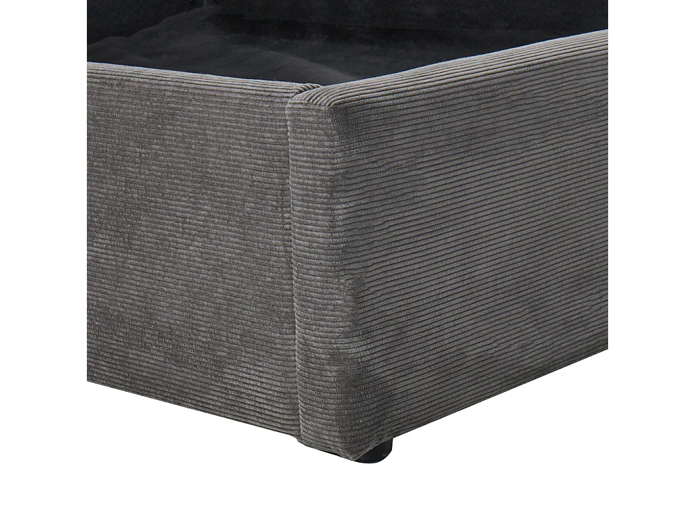 Cama - Lit coffre en velours côtelé 160x200cm - Gris
