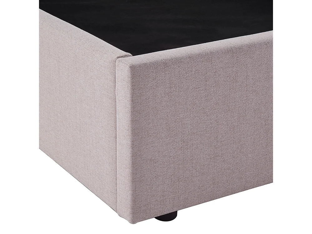 Nagoya - Lit coffre en tissu avec tête de lit ondulée 140x190cm - Beige