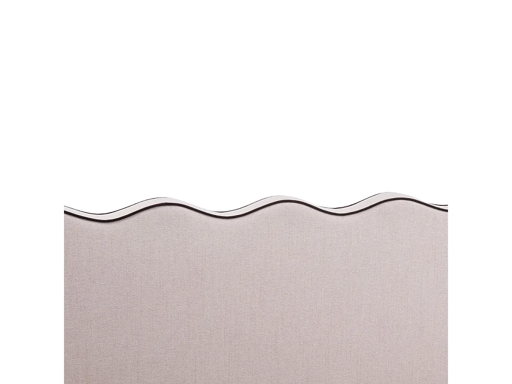 Nagoya - Lit coffre en tissu avec tête de lit ondulée 140x190cm - Beige