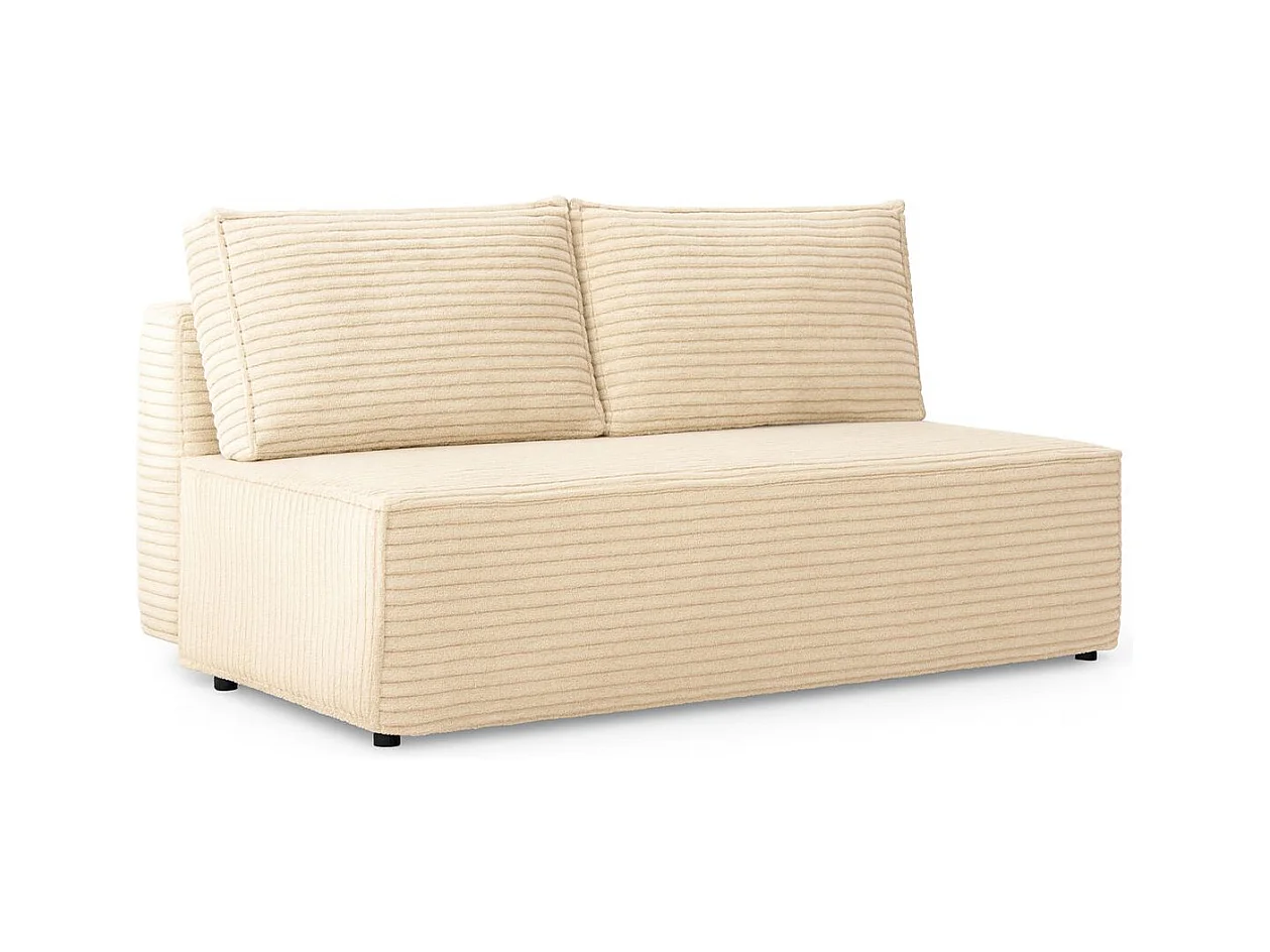 Schlafsofa, Sofa mit Schlaffunktion und Bettkasten, DUO, Stoff Velo, Ecru