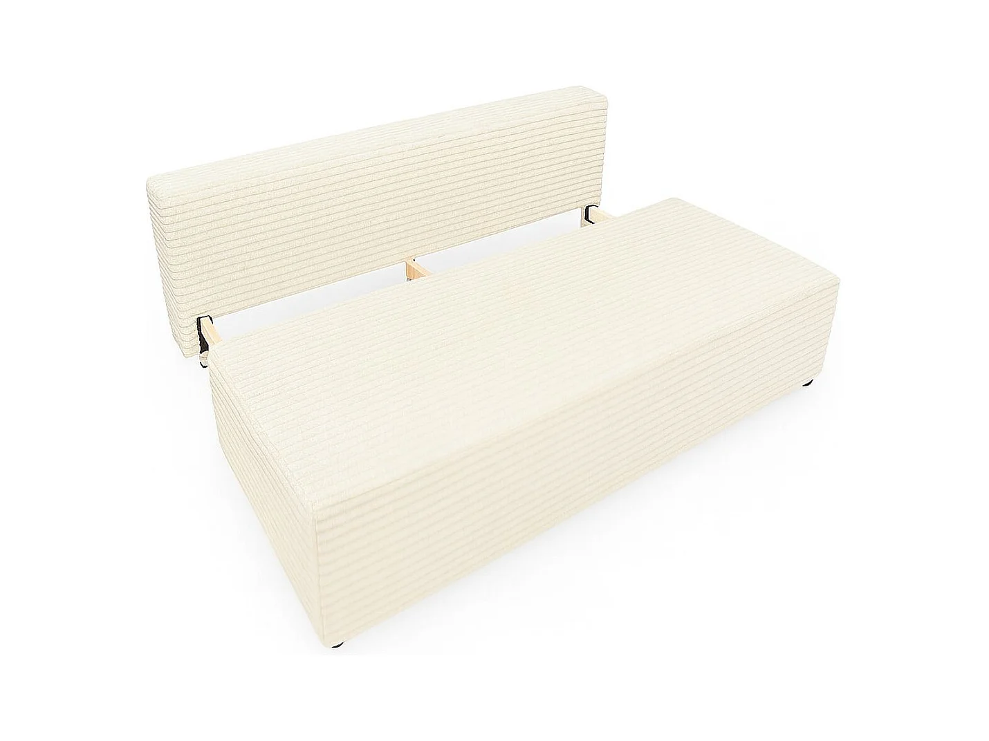 Schlafsofa, Sofa mit Schlaffunktion und Bettkasten, DUO, Stoff Velo, Ecru