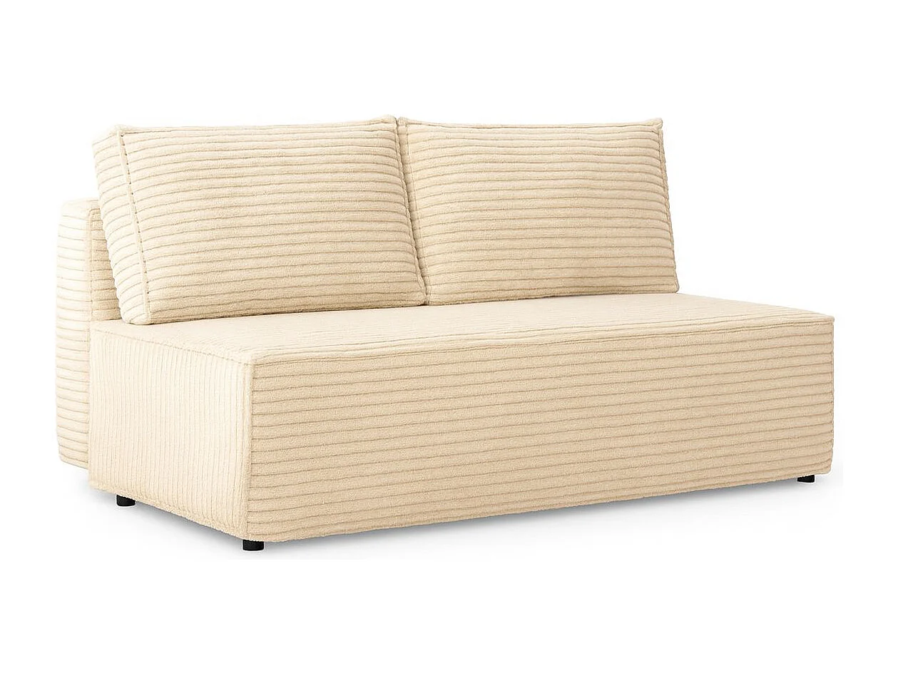 Slaapbank, bank met slaapfunctie en bedkast, DUO, stof Velo, ecru