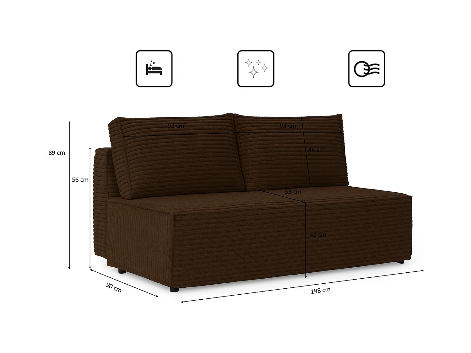 Slaapbank, bank met slaapfunctie en bedstee, DUO, stof Velo, bruin