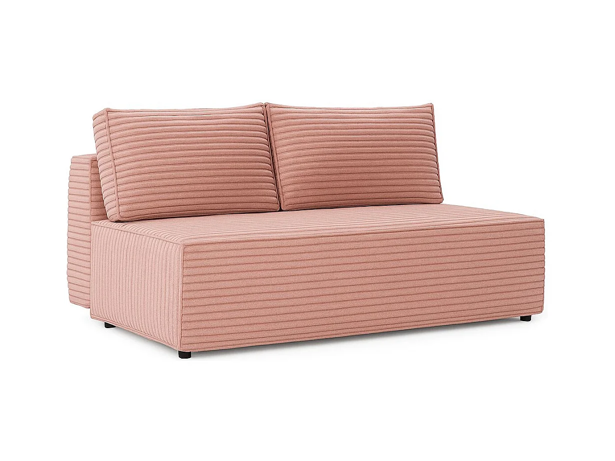 Slaapbank, bank met slaapfunctie en bedkast, DUO, stof Velo, roze