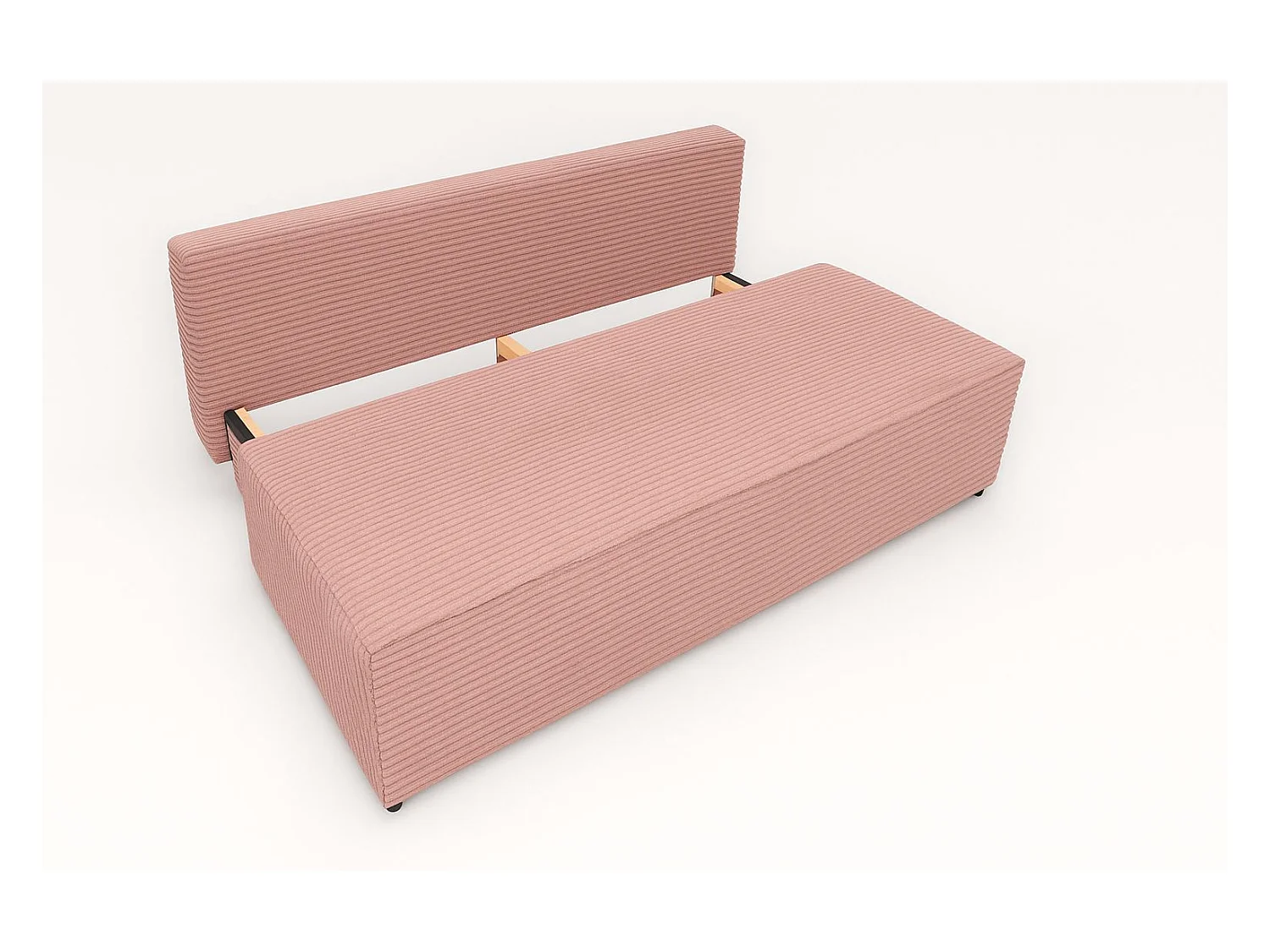 Slaapbank, bank met slaapfunctie en bedkast, DUO, stof Velo, roze