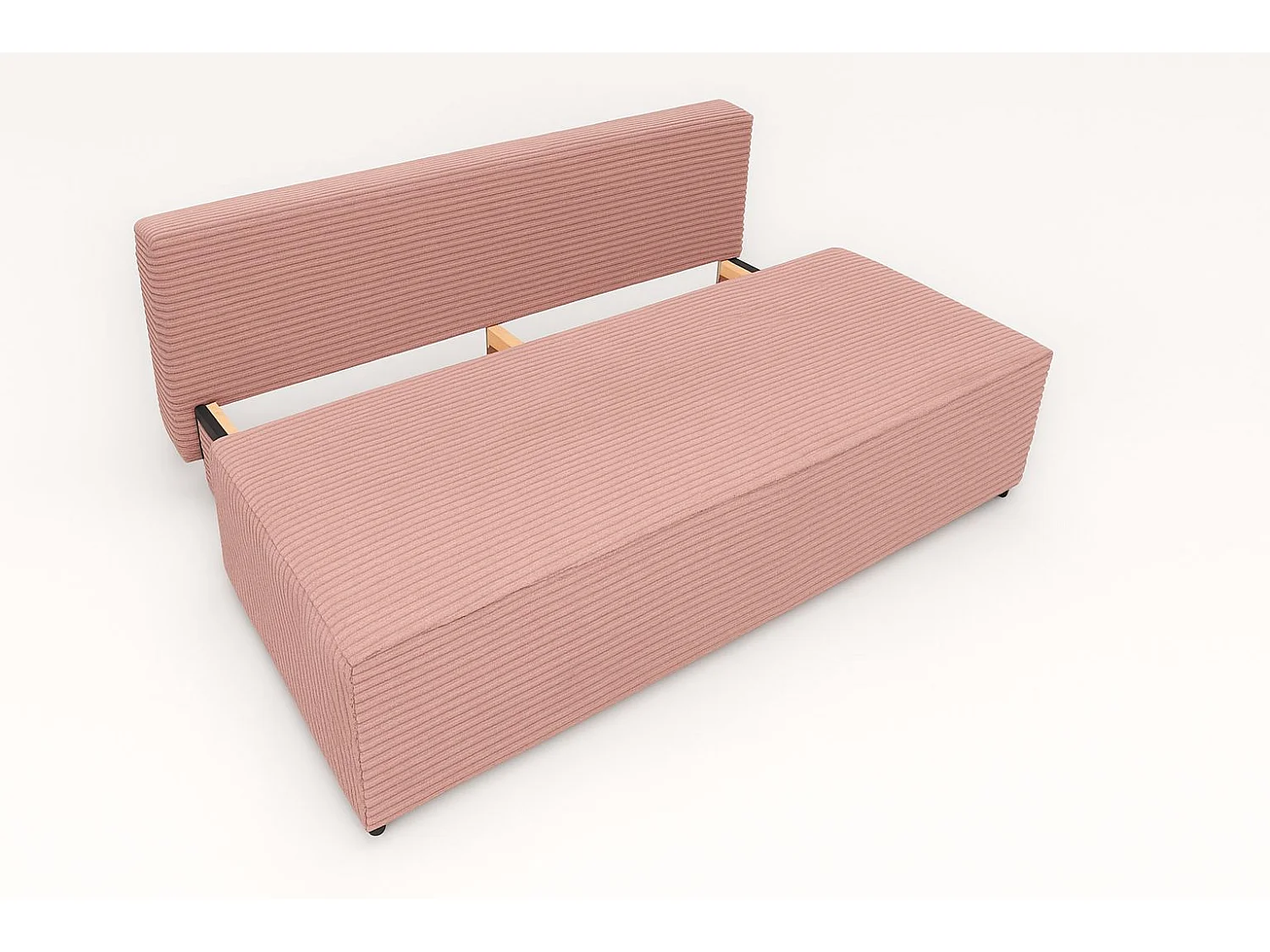 Canapé-lit, canapé avec fonction couchage et coffre de lit, DUO, tissu Velo, rose