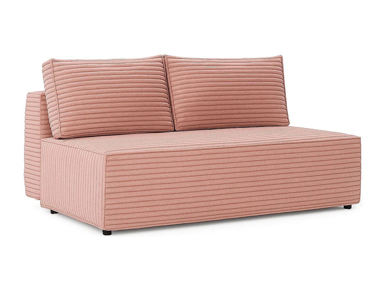 Canapé-lit, canapé avec fonction couchage et coffre de lit, DUO, tissu Velo, rose