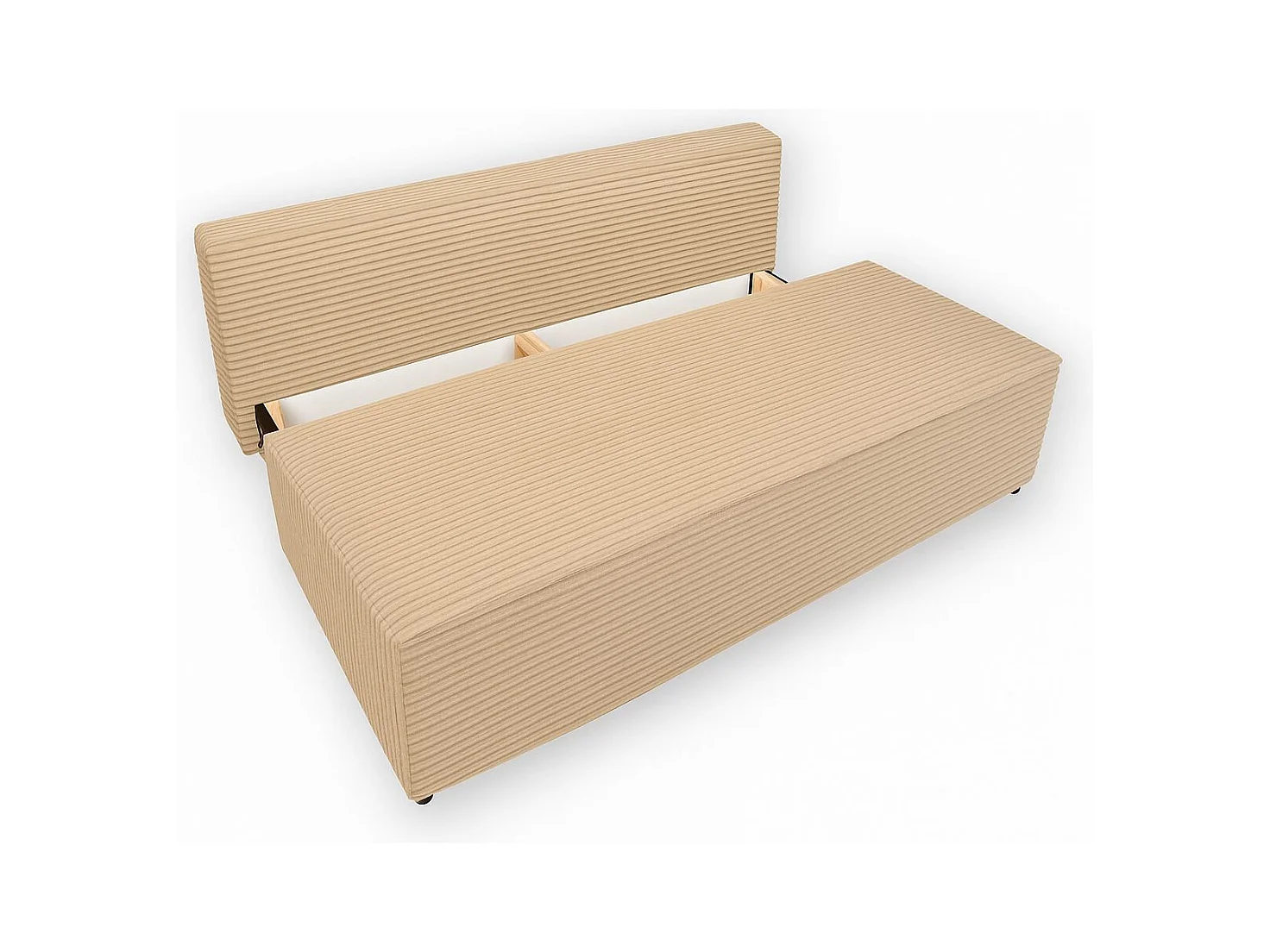 Slaapbank, bank met slaapfunctie en bedkast, DUO, stof Velo, beige