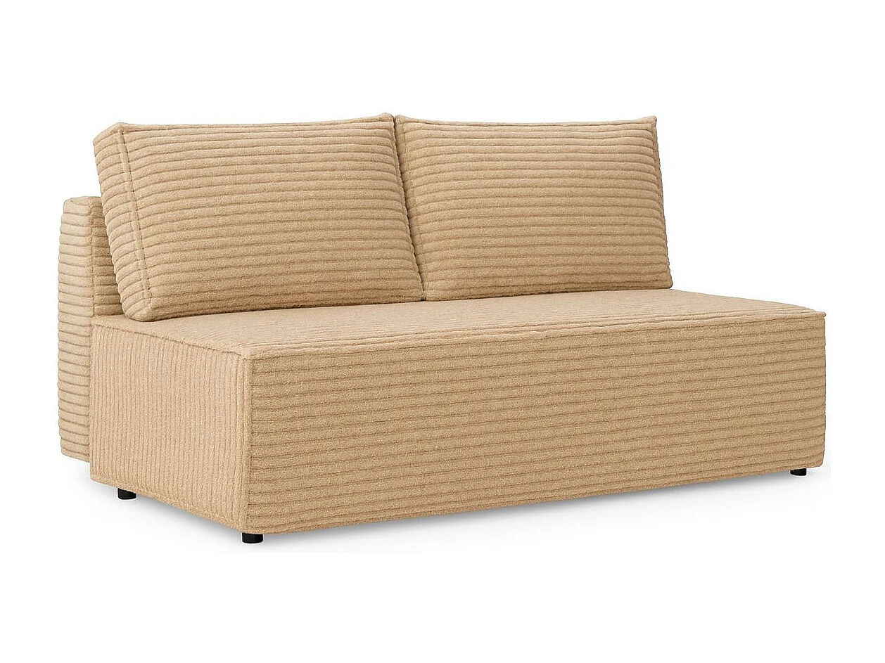 Canapé-lit, canapé avec fonction couchage et coffre de lit, DUO, tissu Velo, beige