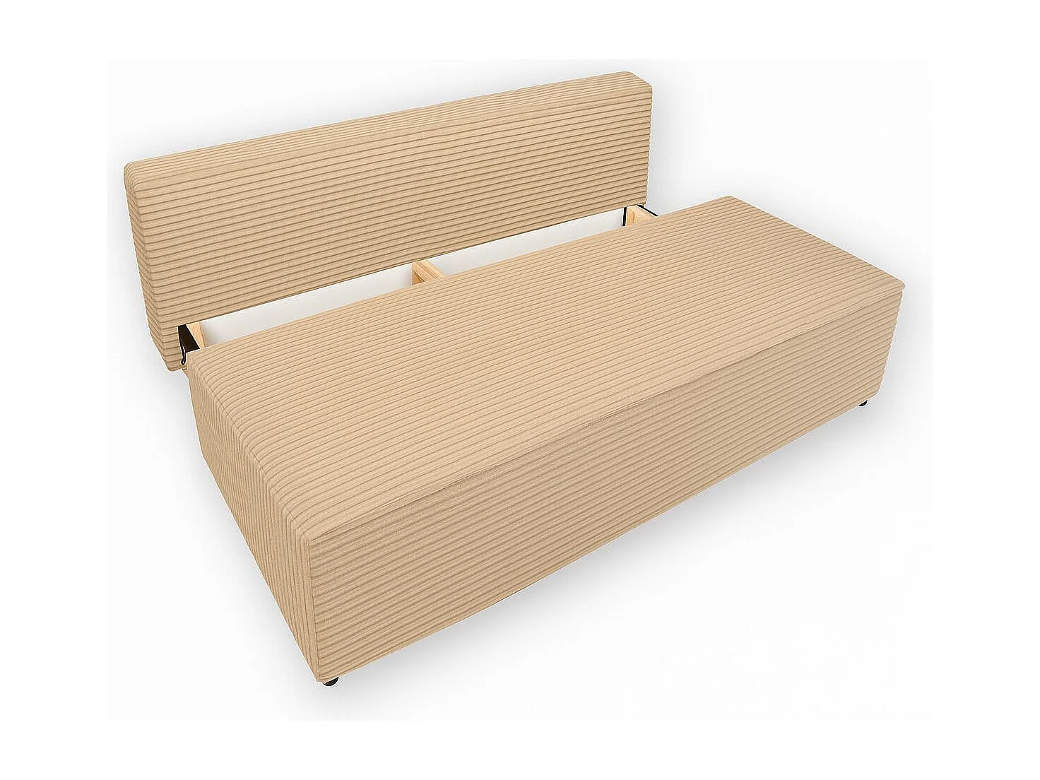 Canapé-lit, canapé avec fonction couchage et coffre de lit, DUO, tissu Velo, beige