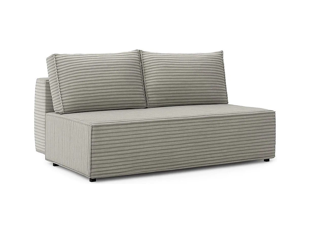 Canapé-lit, canapé avec fonction couchage et coffre de lit, DUO, tissu Velo, gris