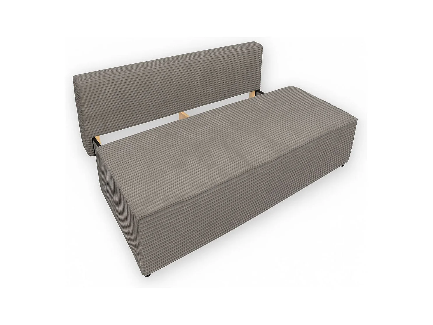 Canapé-lit, canapé avec fonction couchage et coffre de lit, DUO, tissu Velo, gris