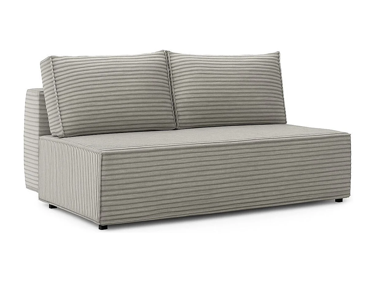 Canapé-lit, canapé avec fonction couchage et coffre de lit, DUO, tissu Velo, gris