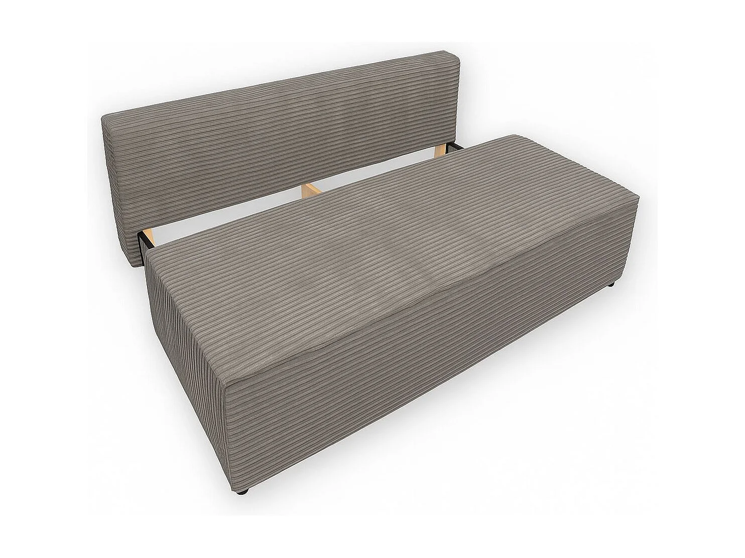 Canapé-lit, canapé avec fonction couchage et coffre de lit, DUO, tissu Velo, gris