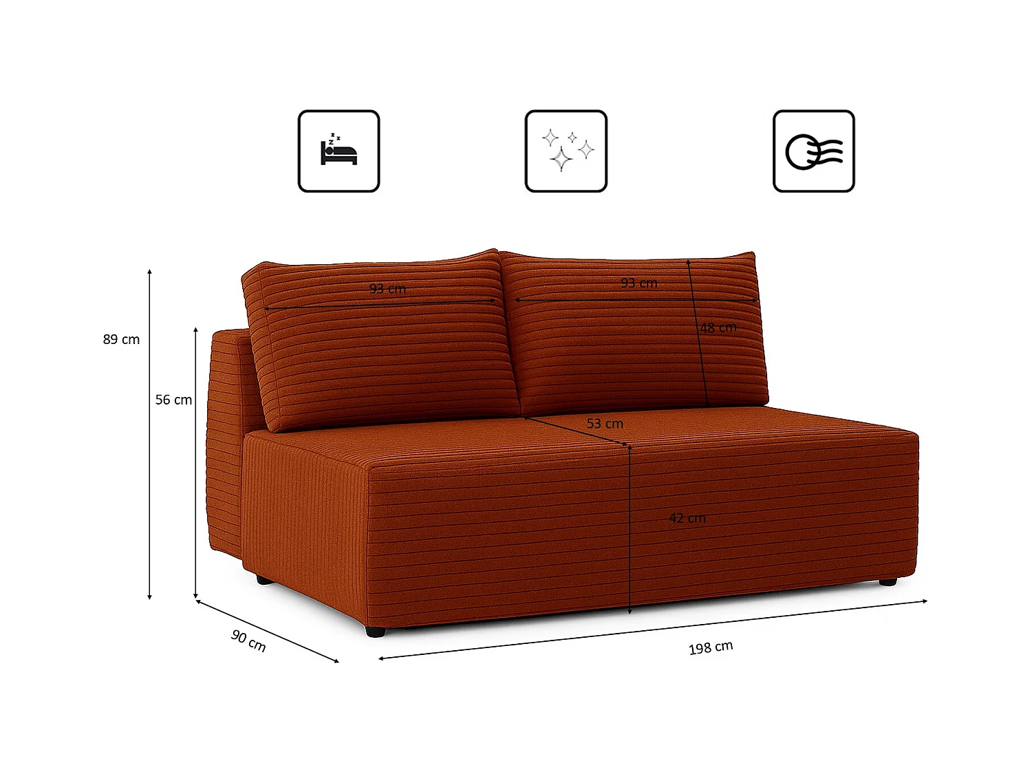 Slaapbank, bank met slaapfunctie en bedstee, DUO, stof Velo, koper