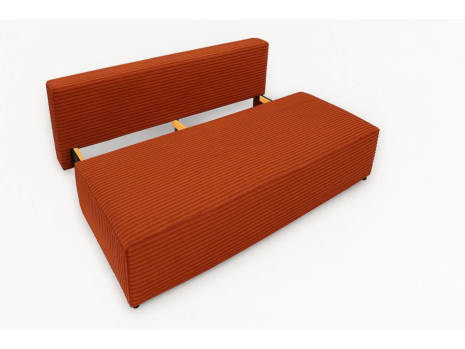 Canapé-lit, canapé avec fonction couchage et coffre de lit, DUO, tissu Velo, cuivre