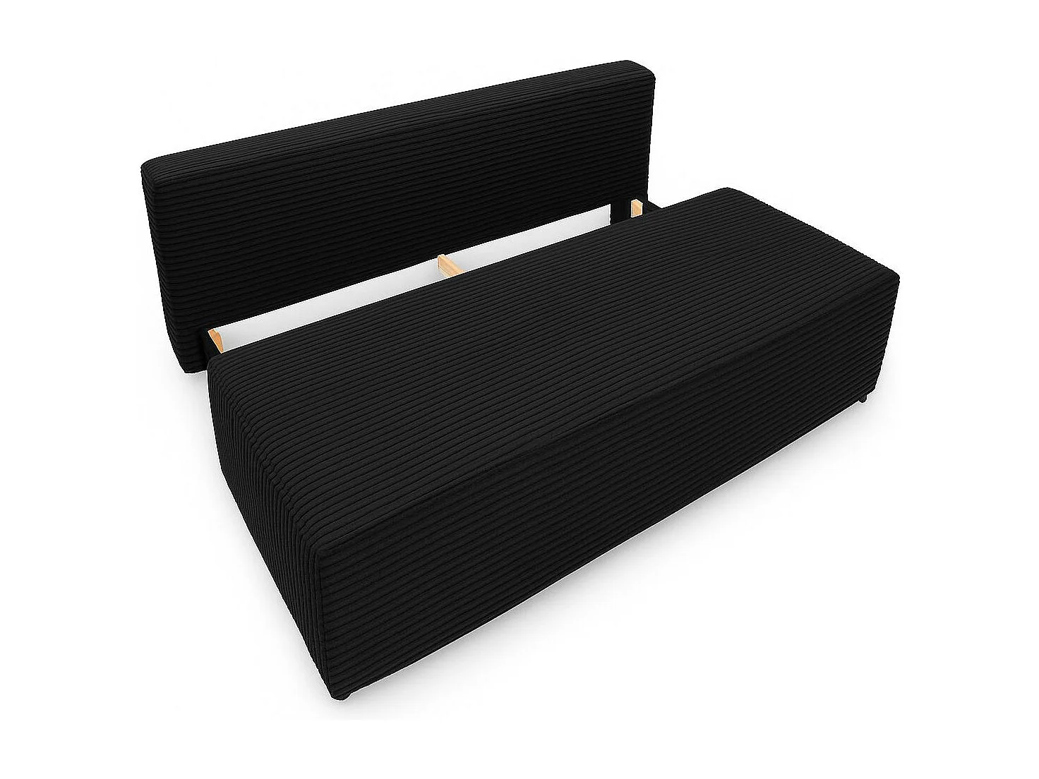 Canapé-lit, canapé avec fonction couchage et coffre de lit, DUO, tissu Velo, graphite