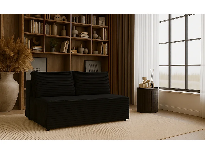 Slaapbank, bank met slaapfunctie en bedkast, DUO, stof Velo, grafiet