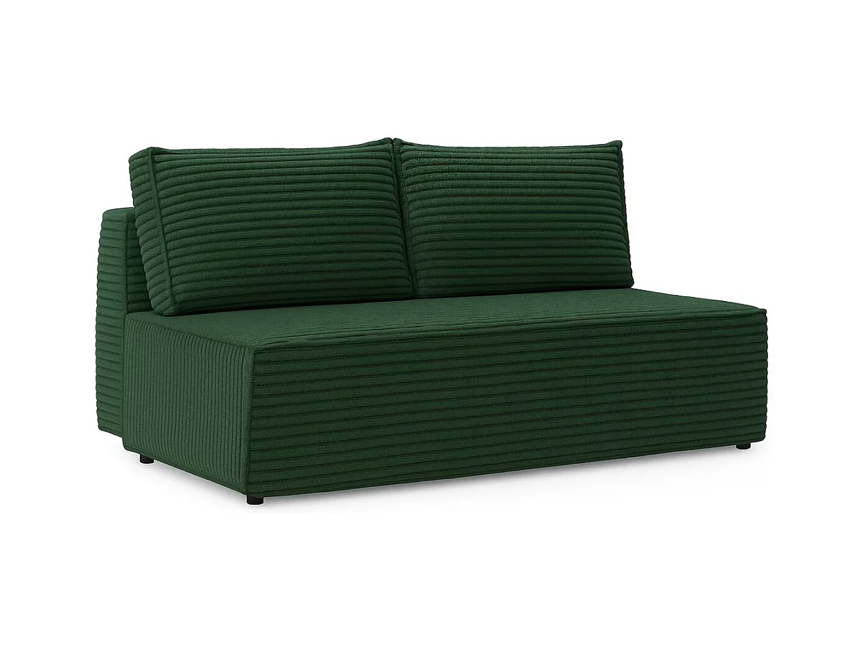 Canapé-lit, canapé avec fonction couchage et coffre de lit, DUO, tissu Velo, vert