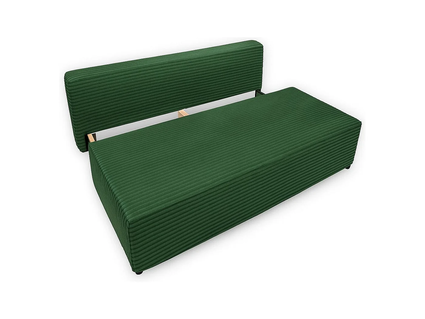 Canapé-lit, canapé avec fonction couchage et coffre de lit, DUO, tissu Velo, vert