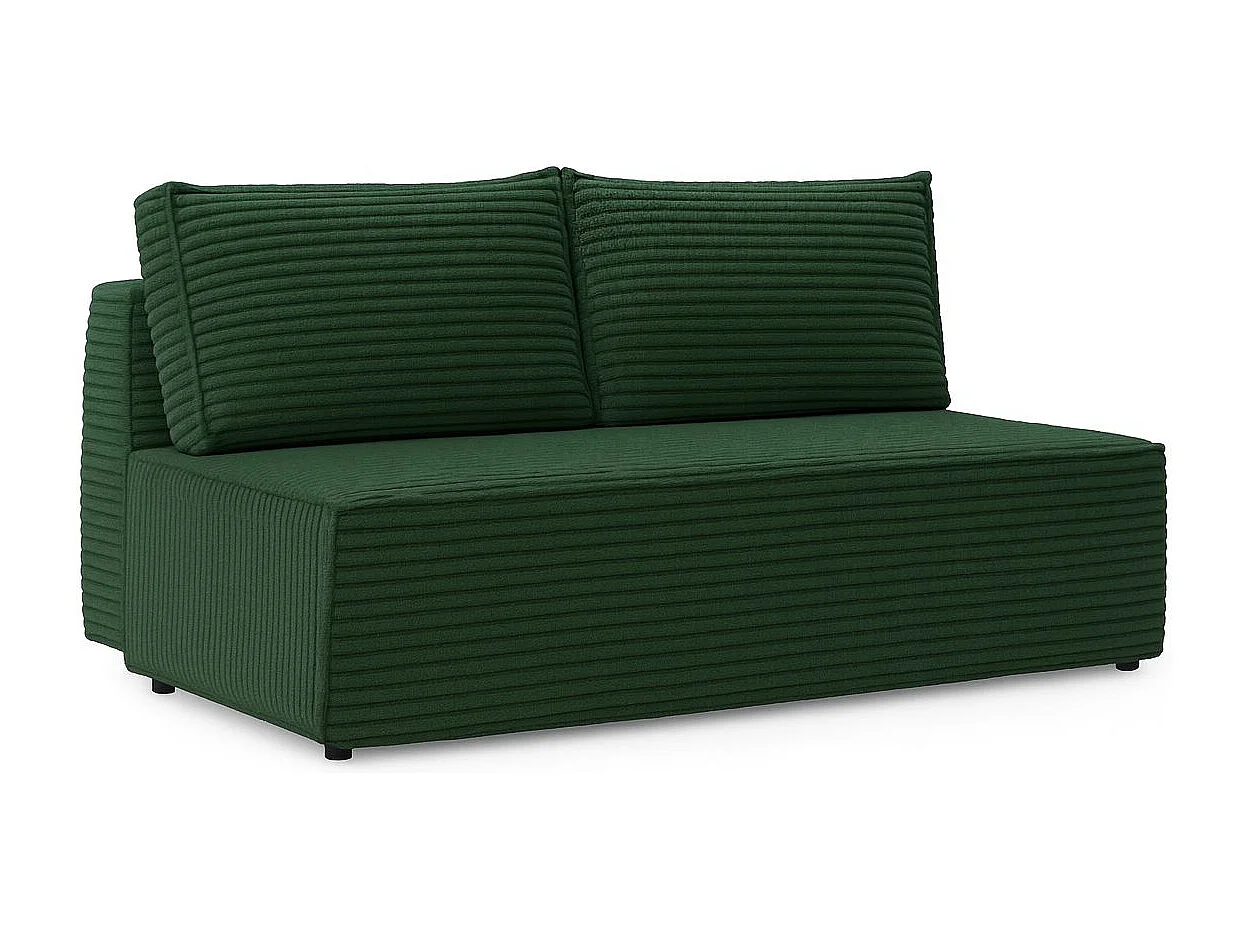 Canapé-lit, canapé avec fonction couchage et coffre de lit, DUO, tissu Velo, vert