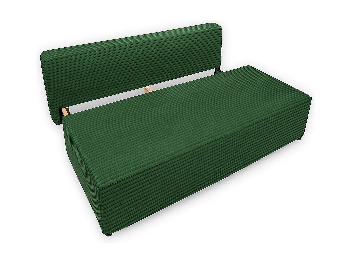 Canapé-lit, canapé avec fonction couchage et coffre de lit, DUO, tissu Velo, vert