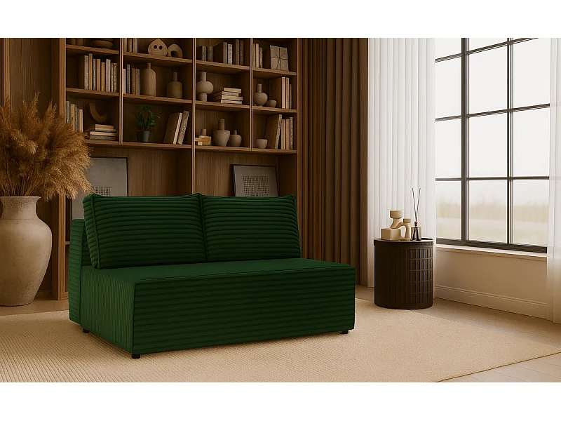 Slaapbank, bank met slaapfunctie en bedkast, DUO, stof Velo, groen