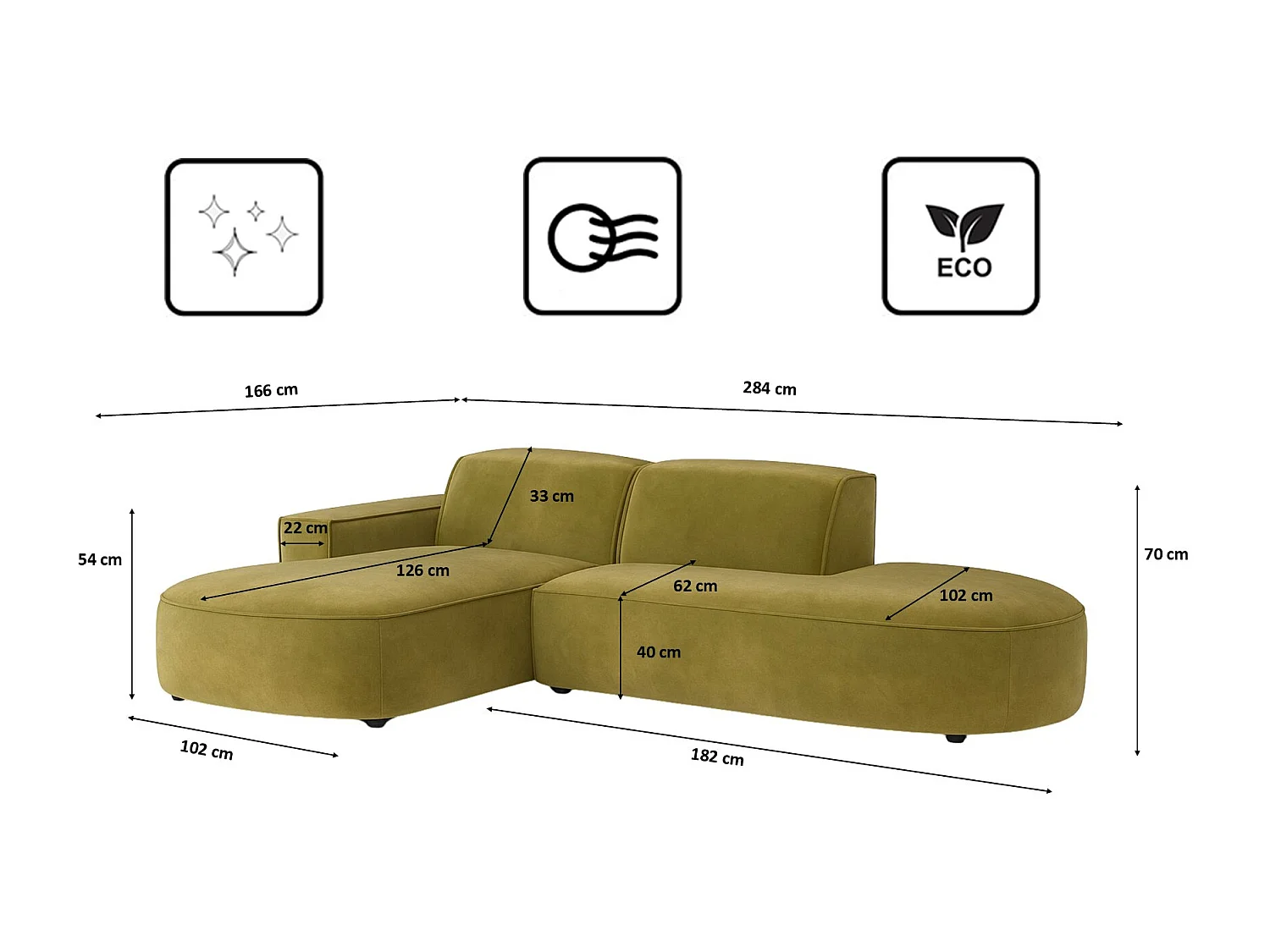 Narożnik Cursal Atelier, tkanina Salvador, Oliwkowy, Lewy