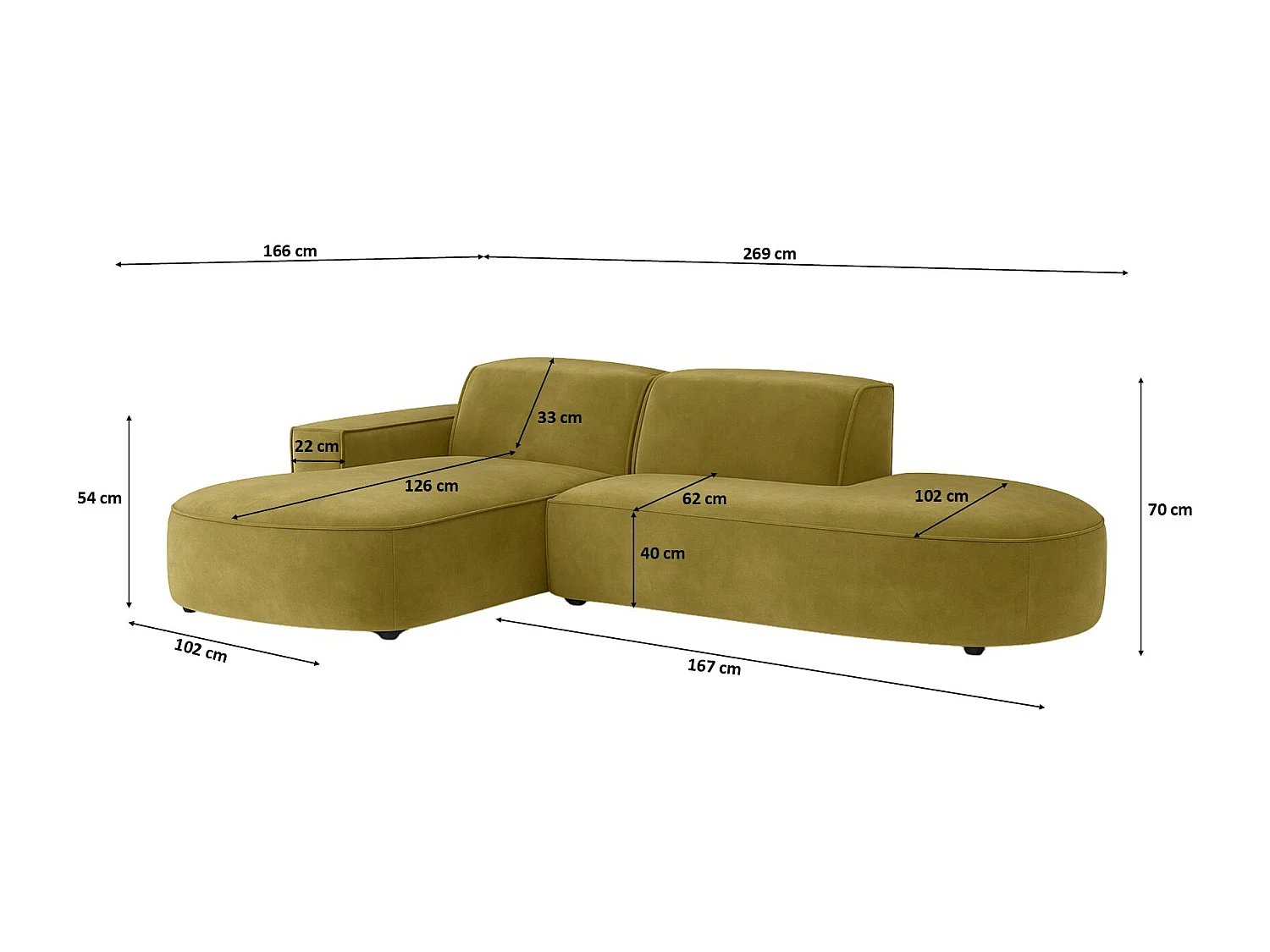 Hoekbank Cursal Atelier, stof Salvador, olijfgroen, links