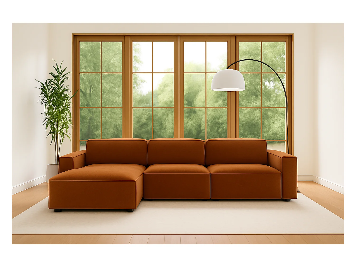 Canapé d'angle en L Cursal, tissu Salvador, marron, gauche