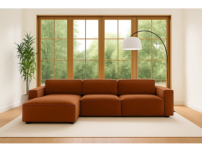 Ecksofa L-Form Cursal, Stoff Salvador, Braun, Links