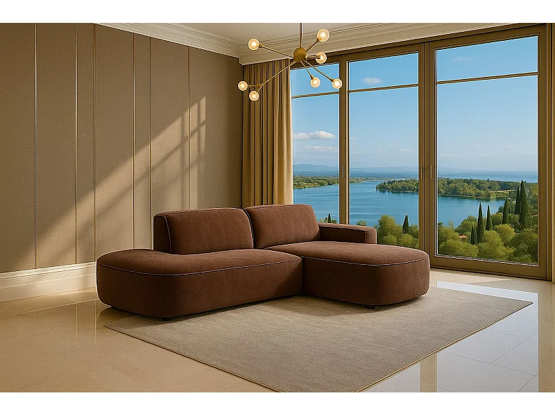 Divano angolare Cursal Atelier, tessuto Salvador, marrone scuro, destra