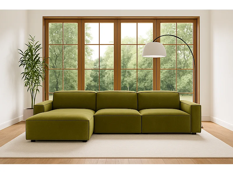 Ecksofa L-Form Cursal, Stoff Salvador, Olive, Links