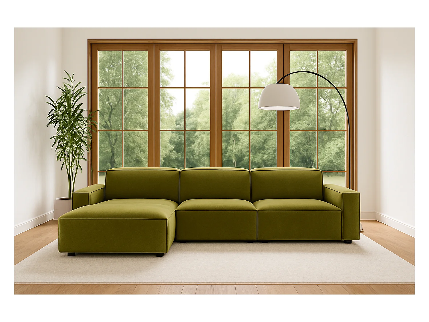 Ecksofa L-Form Cursal, Stoff Salvador, Olive, Links