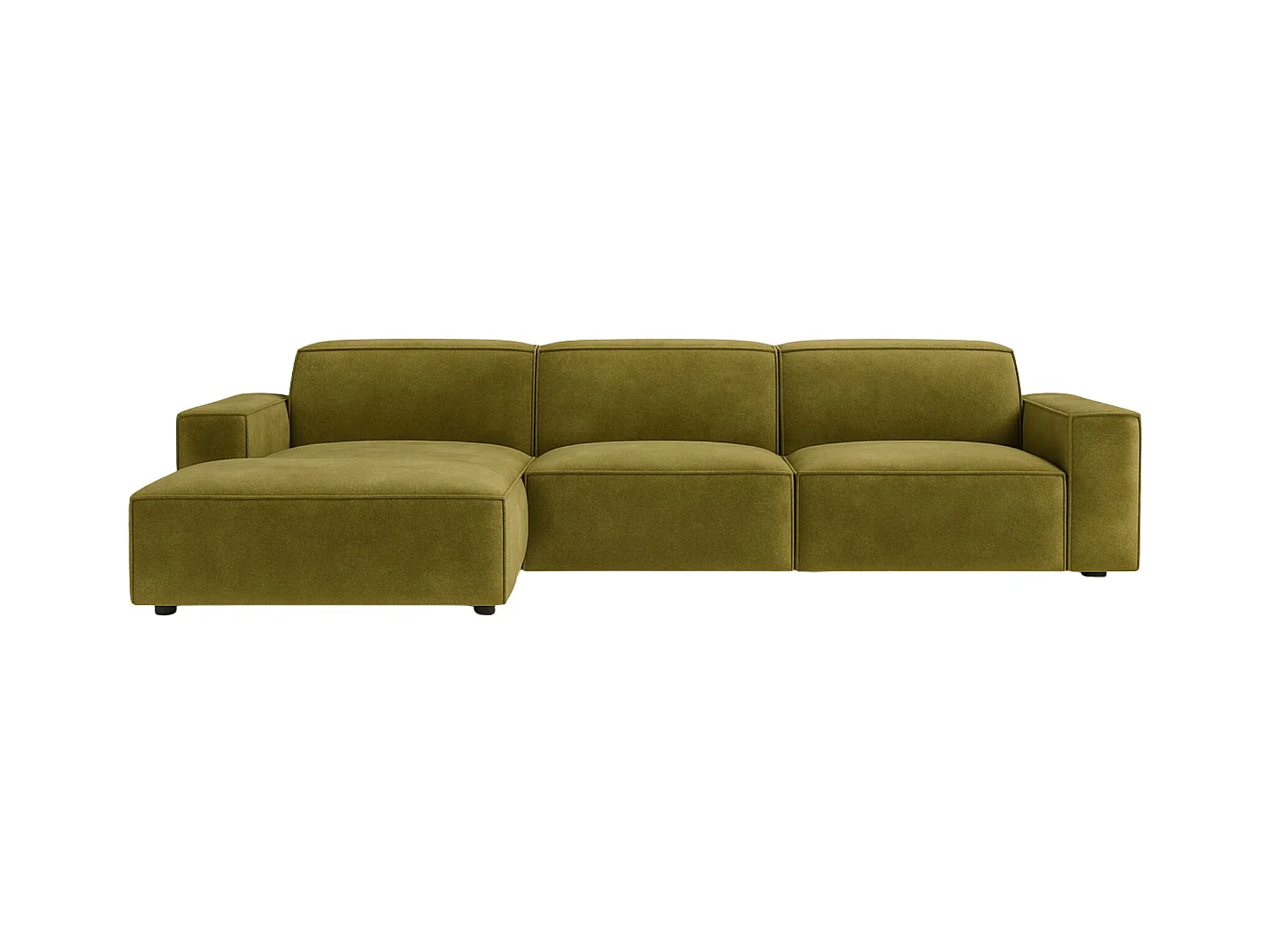Ecksofa L-Form Cursal, Stoff Salvador, Olive, Links