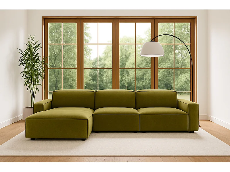 Ecksofa L-Form Cursal, Stoff Salvador, Olive, Links