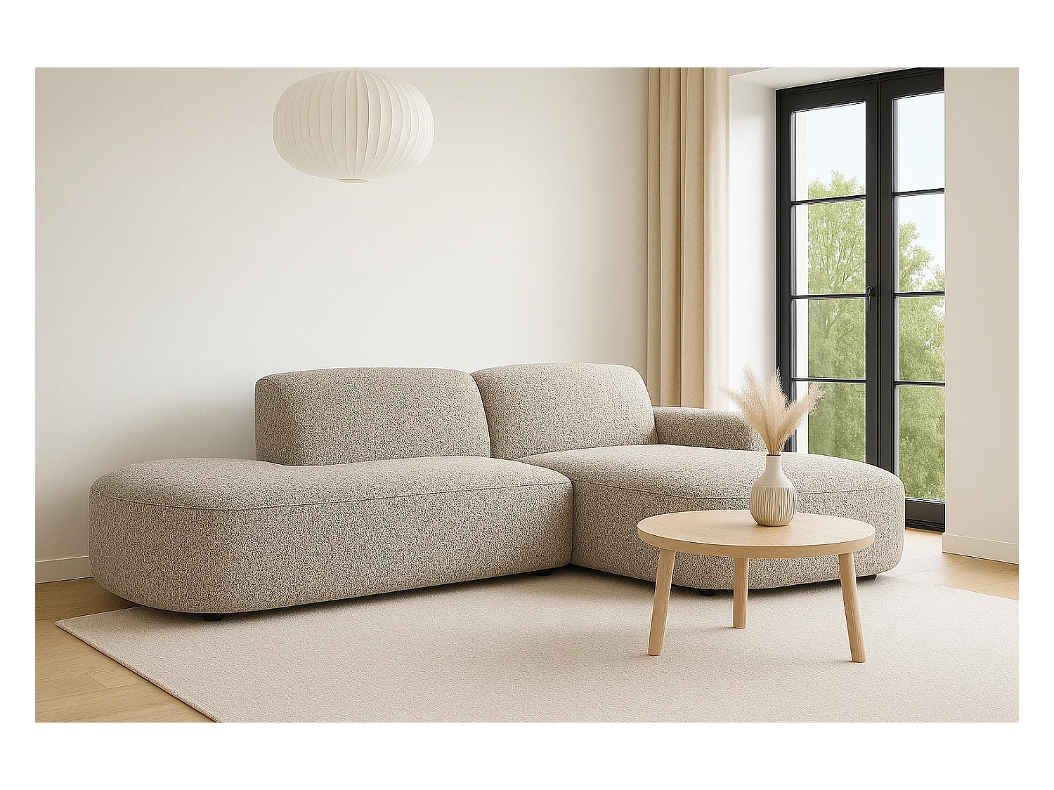 Divano angolare Cursal Atelier, tessuto Artico, beige, destro