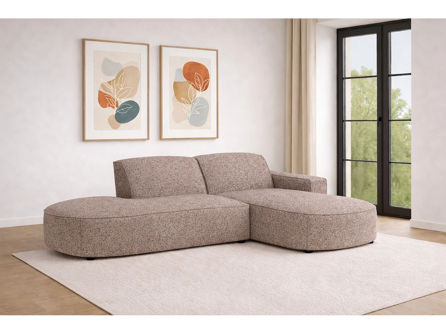 Ecksofa Cursal Atelier, Stoff Artico, Beige, Rechts