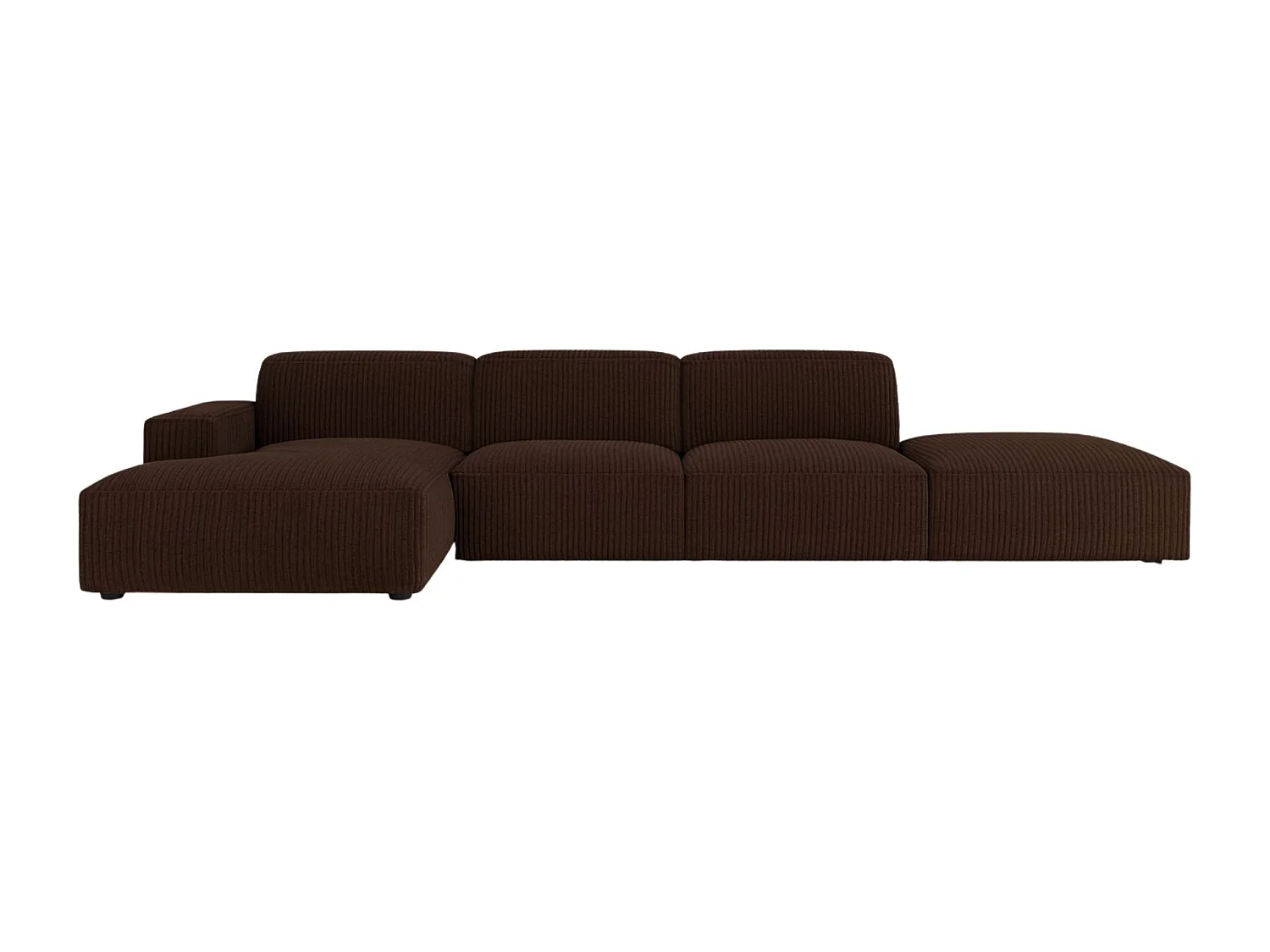 Canapé d'angle en L + tabouret Cursal, tissu Poso, marron, gauche