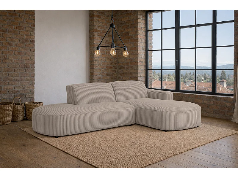 Canapé d'angle Cursal Atelier, tissu Poso, beige foncé, droit