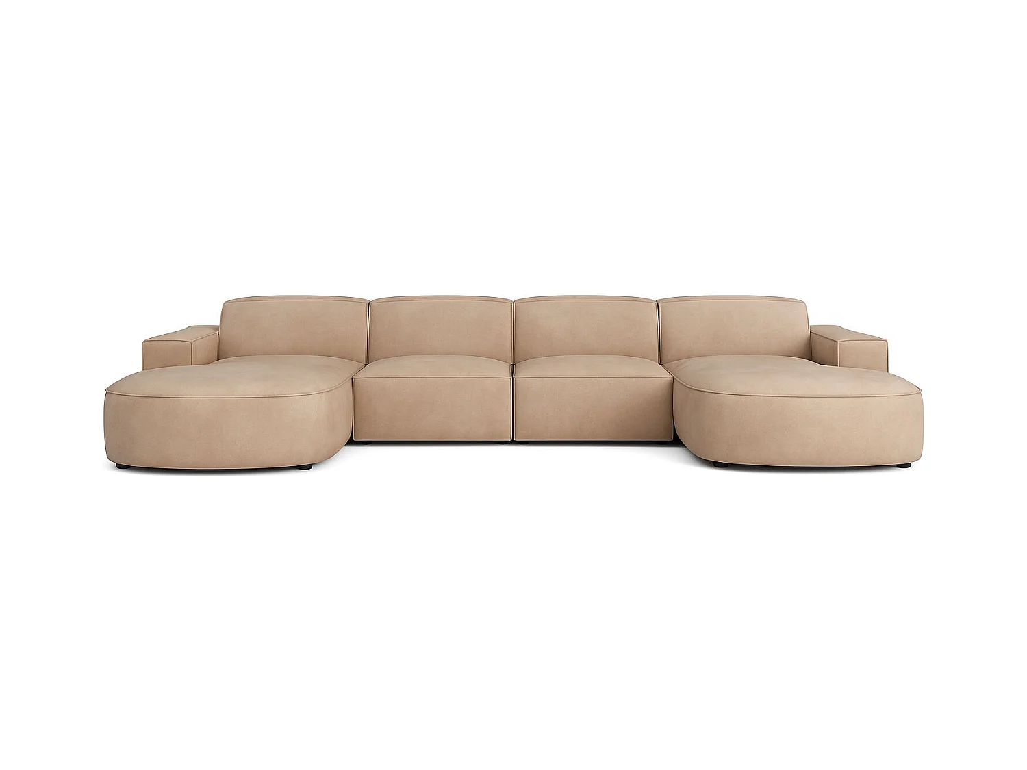 Canapé d'angle en U Round Cursal, tissu Salvador, beige