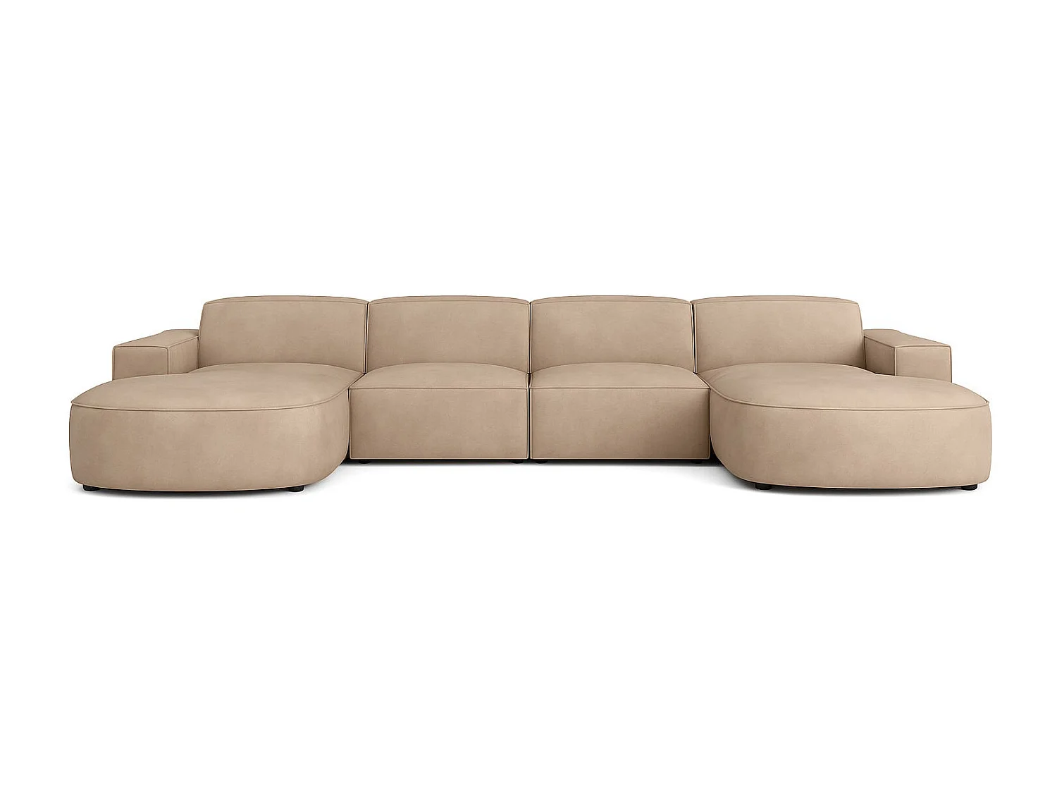 Canapé d'angle en U Round Cursal, tissu Salvador, beige