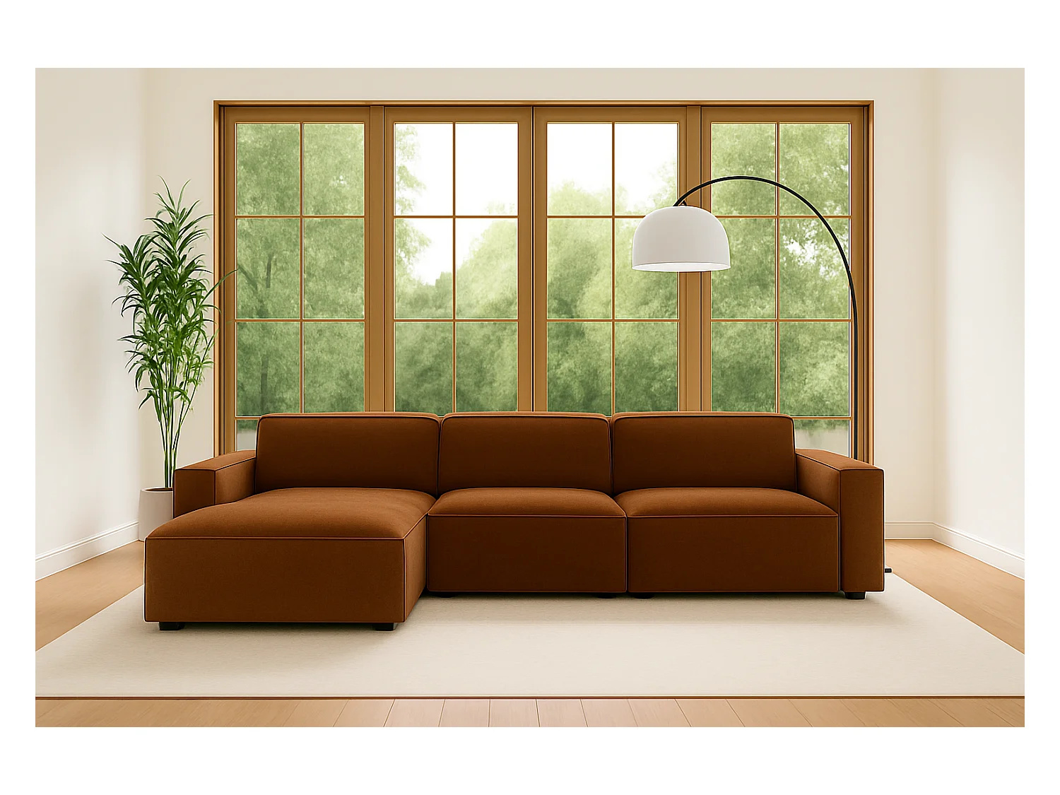 Canapé d'angle en L Cursal, tissu Salvador, marron foncé, gauche