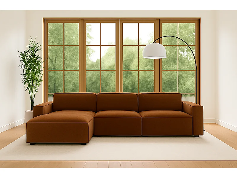 Hoekbank L-vorm Cursal, stof Salvador, donkerbruin, links