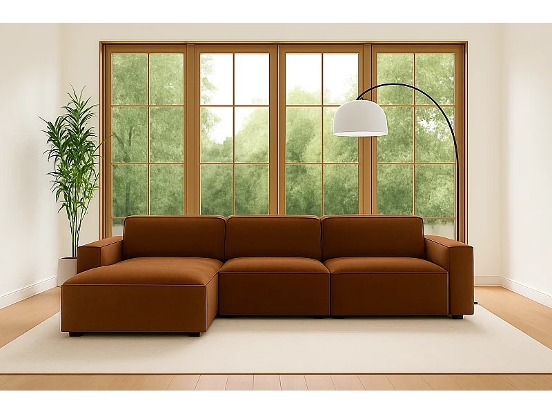 Ecksofa L-Form Cursal, Stoff Salvador, Dunkelbraun, Links