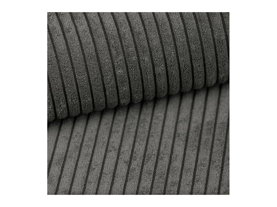 Canapé d'angle en L + repose-pieds Cursal, tissu Poso, gris, droit