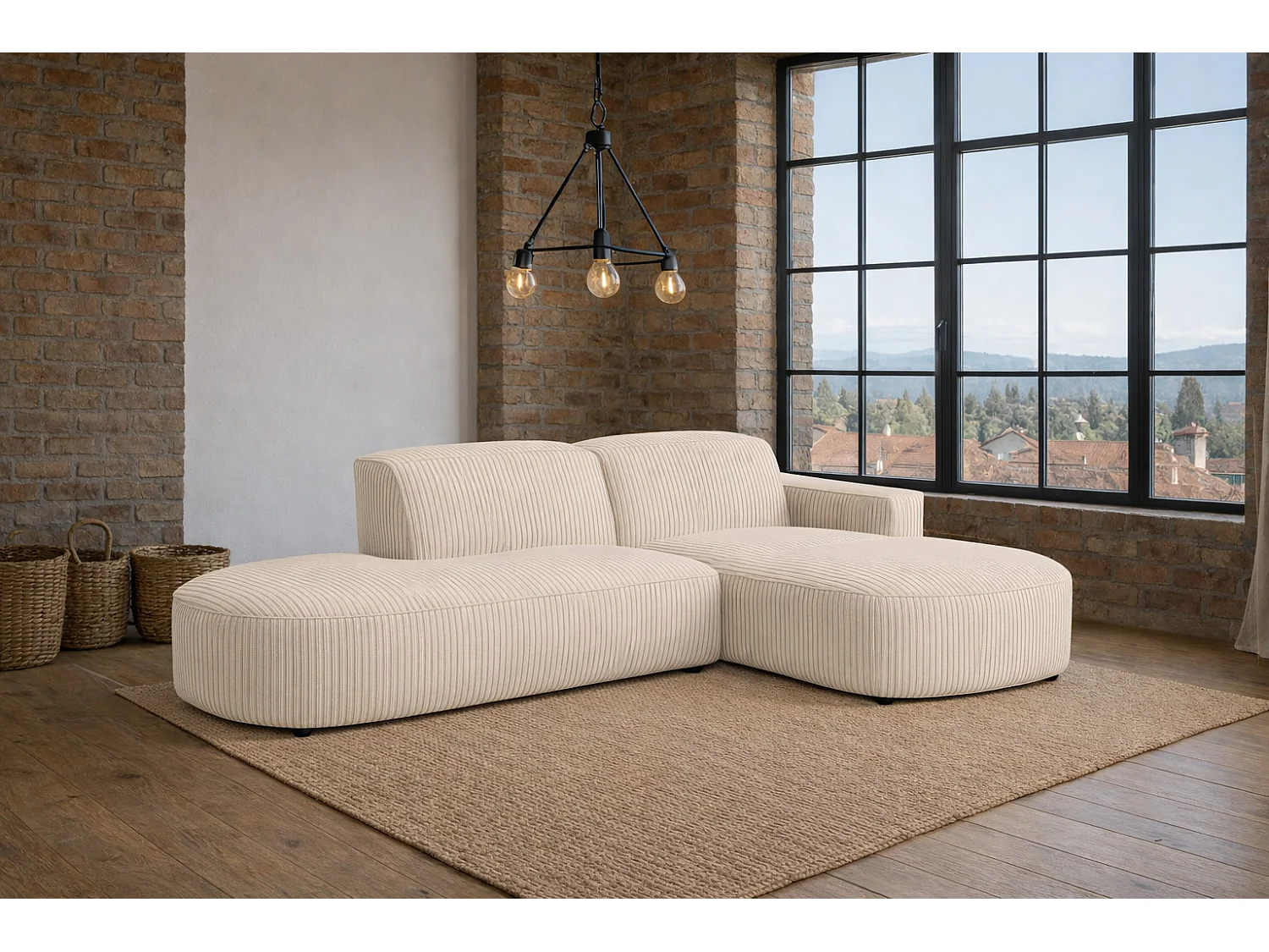 Ecksofa Cursal Atelier, Stoff Poso, Beige, Rechts