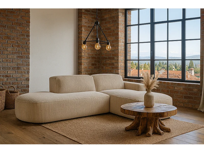 Ecksofa Cursal Atelier, Stoff Poso, Beige, Rechts